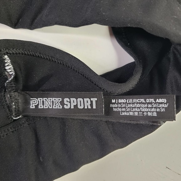 VS Pink Sport Ultimate Lightly Lined Low Impact Bra M Black Floral Logo - Picture 4 of 6